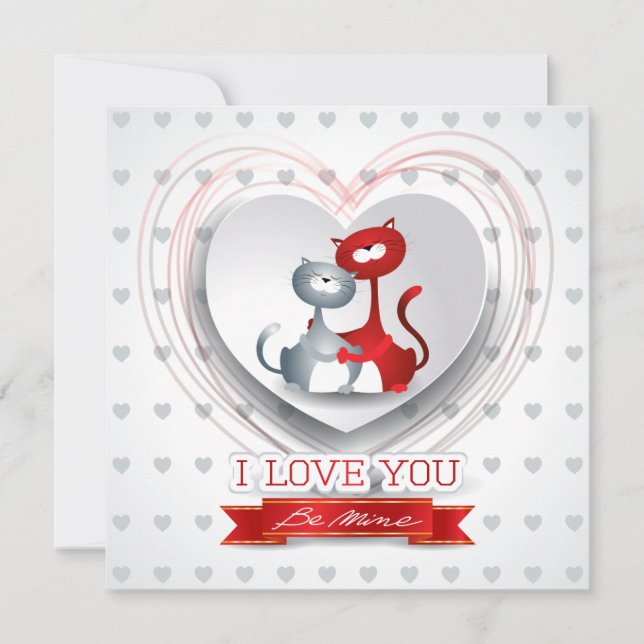 Convite Gatos apaixonados por coração (Frente)