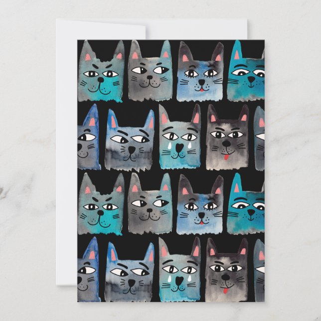 Convite Gatos azuis (Frente)