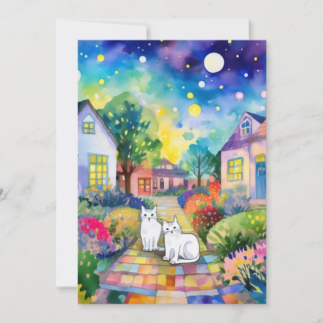 Convite Gatos Brancos Visitando  (Frente)