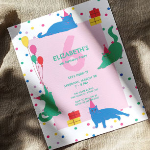 Convite Gatos Brincalhões: Festa de Aniversário Perfeita