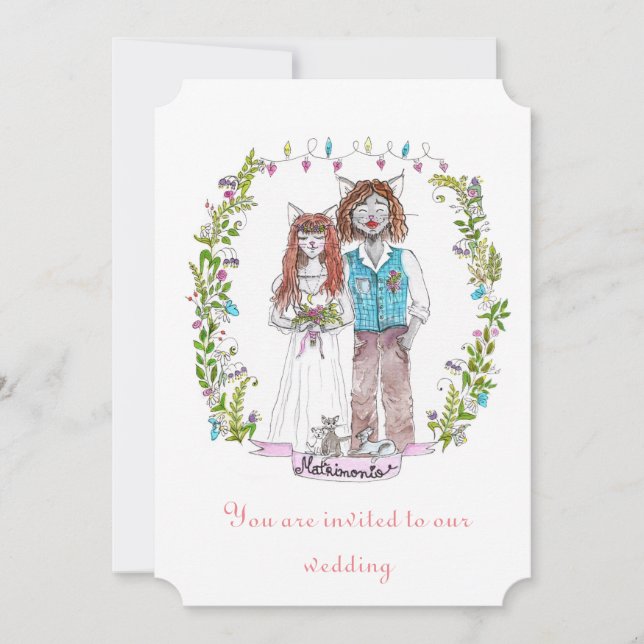 Convite Gatos de casamento design (Frente)