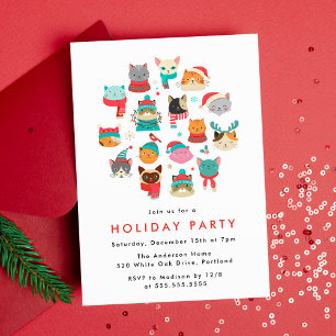 Convite Gatos de Natal Festa de Fim de Ano Adoráveis