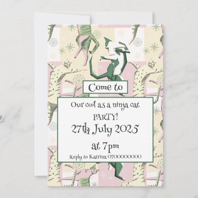 Convite Gatos-de-ninja (Frente)