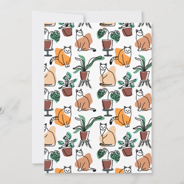 Convite Gatos e flores para desenho de linhagens (Frente)