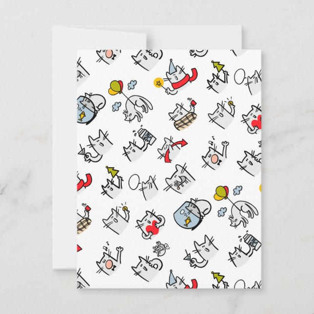 Convite Gatos engraçados, leite e magia. (Frente)