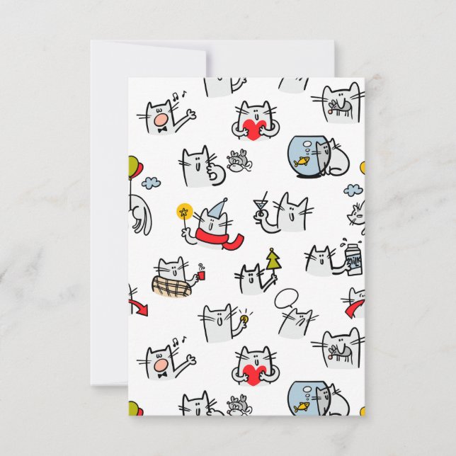 Convite Gatos engraçados, leite e magia. (Frente)