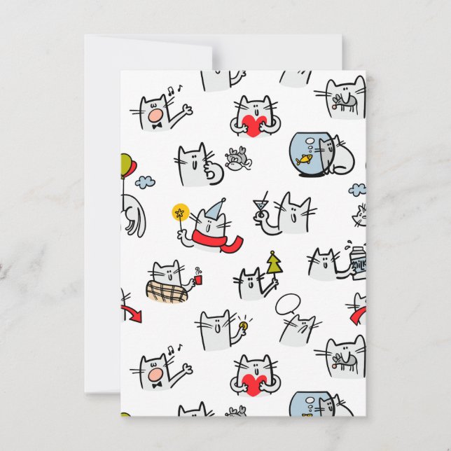 Convite Gatos engraçados, leite e magia. (Frente)