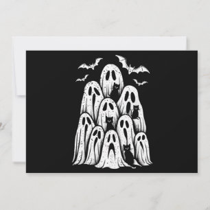 Convite Gatos Fantasmas Amantes do Halloween Outono Tempor