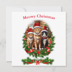 Convite Gatos Feliz Natal férias Animais