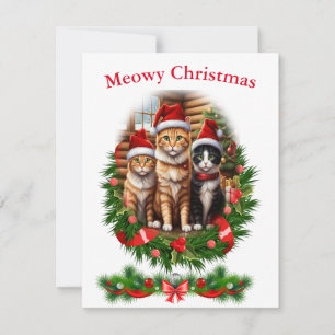 Convite Gatos Feliz Natal férias Animais