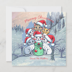 Convite Gatos Feliz Natal, Meowy Natal, Presente Divertido