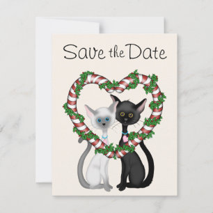 Convite Gatos Fofos de Feriado Salvam o Aviso de Casamento