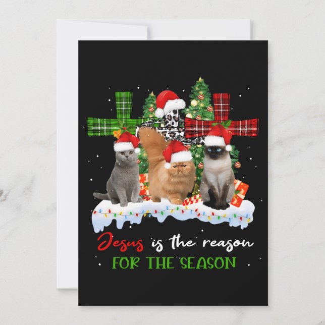 Convite Gatos Jesus É A Razão Para A Época De Natal Feio (Frente)