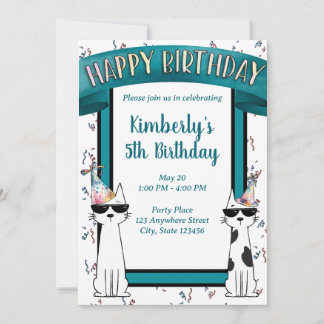 Convite Gatos Legais Feliz Aniversário