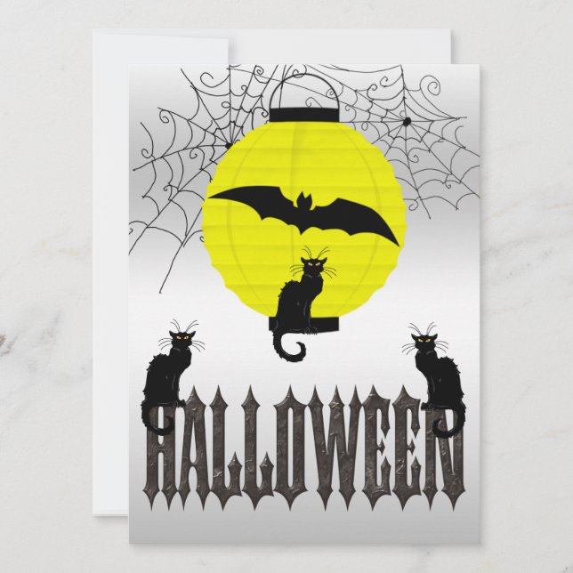 Convite Gatos Pretos, Morcego Voador & Teias de Aranha (Frente)