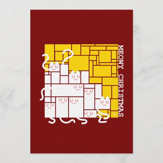 Convite Gatos Quadrados de Natal Meow (Frente)