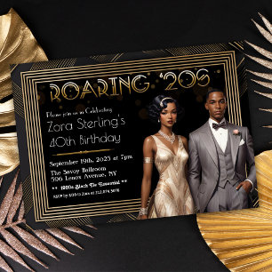 Convite Gatsby anos 20 Roaring 20s Afro-Americano