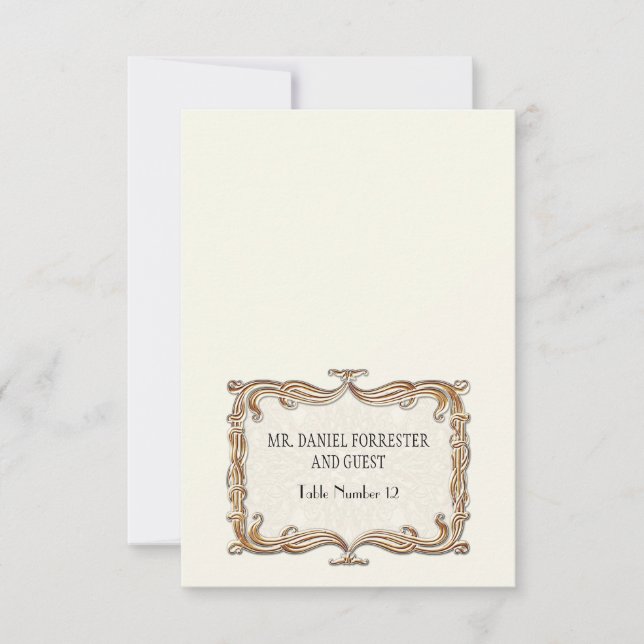 Convite Gatsby Art Deco Nouveau Lace Faux Dourada Tulip (Frente)