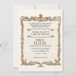 Convite Gatsby Art Deco Nouveau Lace Faux Dourada Tulip