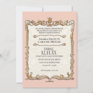 Convite Gatsby Art Deco Nouveau Lace Faux Dourada Tulip