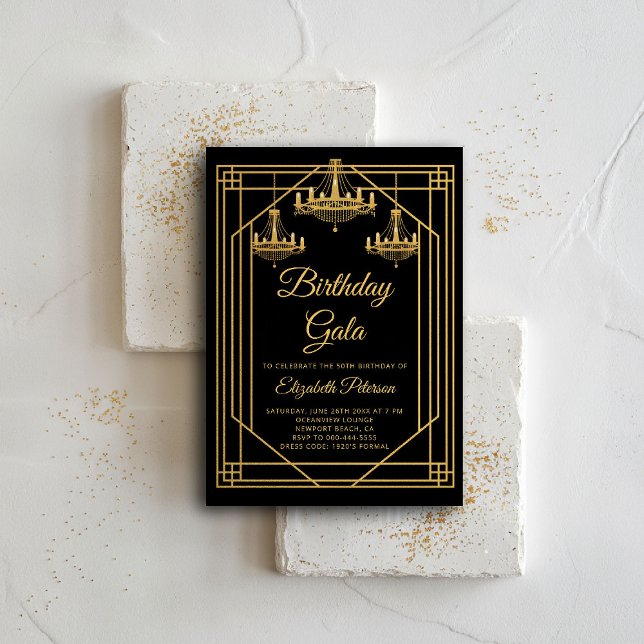 Convite Gatsby Art Deco Roaring 20s Chandeliers Birthday (gatsby party invitation roaring 1920 twenties prohibition deco nouveau chandeliers business event)