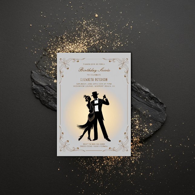 Convite Gatsby Roaring 1920 Deco Frame Flapper Aniversário (gatsby party invitation roaring 1920s art deco frame elegant classy business corporate event)