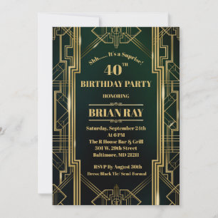 Convite Gatsby Style Suprise Birthday Convide 5x7