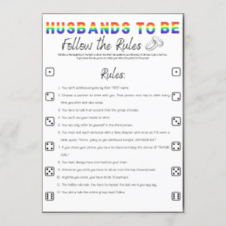 Convite Gay Bachelor Party Game, Siga as regras