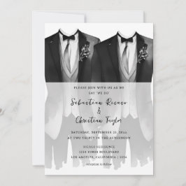 Convite Gay Casamento com dois grupos em fatos e Gravatas