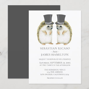 Convite Gay de Casamento de Hedgehog Personalizado