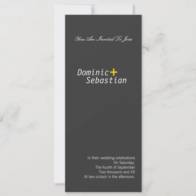 Convite Gay de Elegância Simples Moderna (Frente)