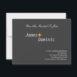 Convite Gay de Elegância Simples Moderna<br><div class="desc">Convites de casamento modernos,  mas simplesmente elegantes,  gay / lésbicas...  cinzas,  convites de casamento personalizados de cor amarela e branca...  adicione seu próprio texto...  também disponível em outros tamanhos...  ...  orgulho gay de designer/convites para cerimônias civis de Ricaso</div>