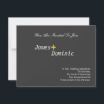 Convite Gay de Elegância Simples Moderna<br><div class="desc">Convites de casamento modernos,  mas simplesmente elegantes,  gay / lésbicas...  cinzas,  convites de casamento personalizados de cor amarela e branca...  adicione seu próprio texto...  também disponível em outros tamanhos...  ...  orgulho gay de designer/convites para cerimônias civis de Ricaso</div>