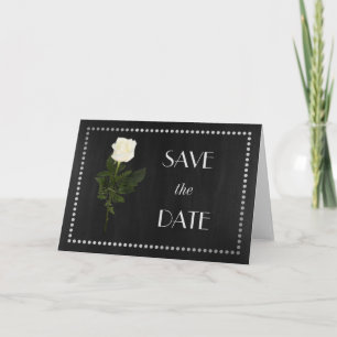 Convite Gay Elegante Preto e Prata RSVP com Rosa