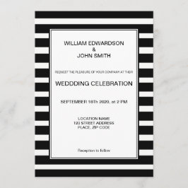 Convite Gay, Sr. & Sr. modernos listras brancas pretas Cas