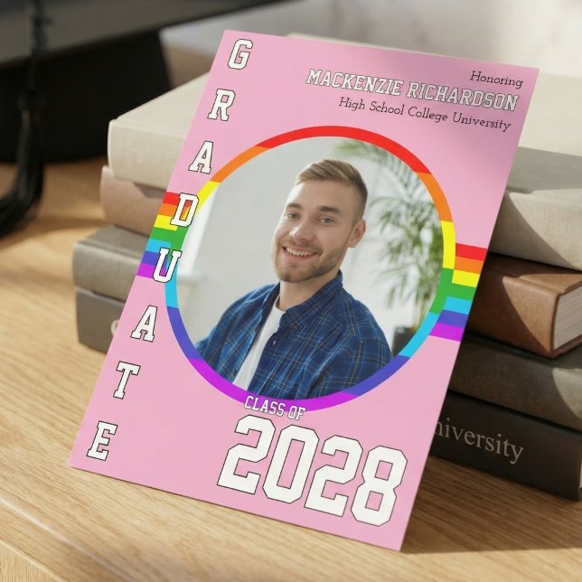 Convite Gay Student Pride Rainbow Graduation Announcement  (Criador carregado)