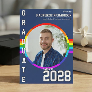 Convite Gay Student Pride Rainbow Graduation Announcement 
