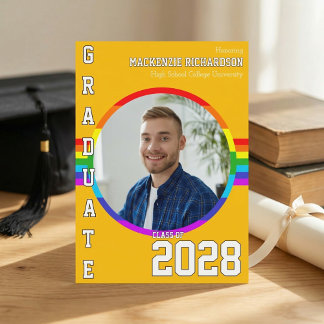 Convite Gay Student Pride Rainbow Graduation Announcement 