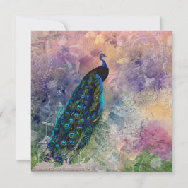 Convite Gazebo Peacock Romântico e Aquarela