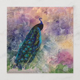 Convite Gazebo Peacock Romântico e Aquarela