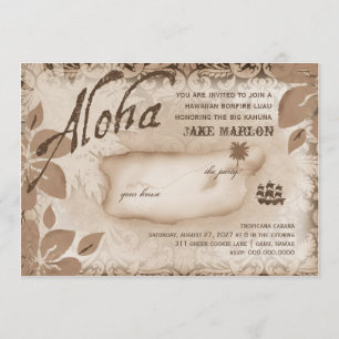 Convite Gc  Aloha Luau Island Brown