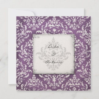 Convite GC | Erika Vintage Damask Berinjela Dourado Metáli