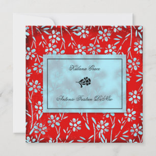Convite GC Instituto Ruby Red & Turquoise Garden Square