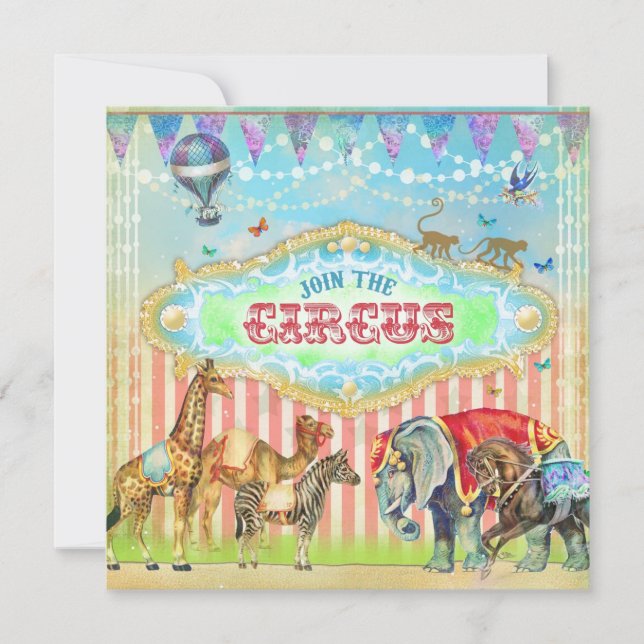 Convite GC Magical Join the Circus Vintage Boy (Frente)