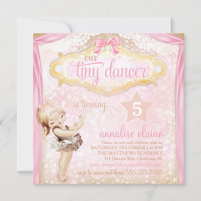 Convite GC Magical Vintage Tiny Dancer Ballerina (Frente)