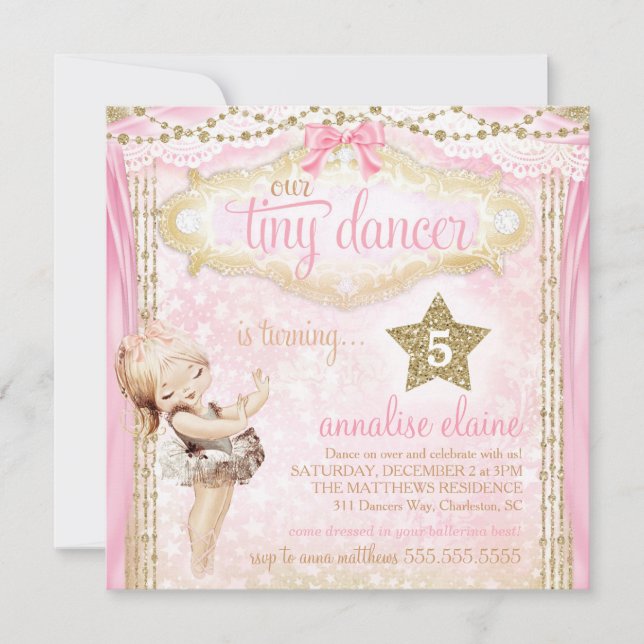 Convite GC Magical Vintage Tiny Dancer Ballerina (Frente)