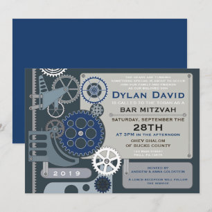 Convite GEARS Bar Bat Mitzvah