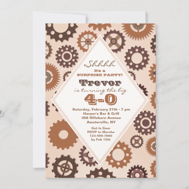 Convite Gears Masculine Invitation (Frente)