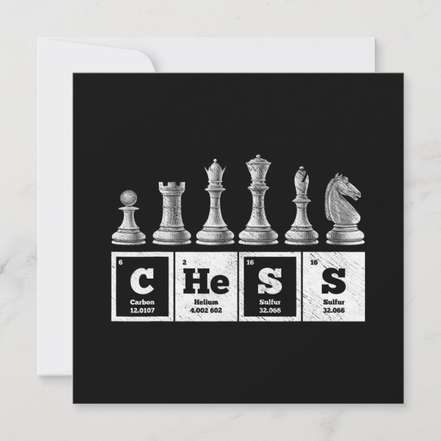 Convite geek de xadrez engraçado química periódica do sist (Frente)
