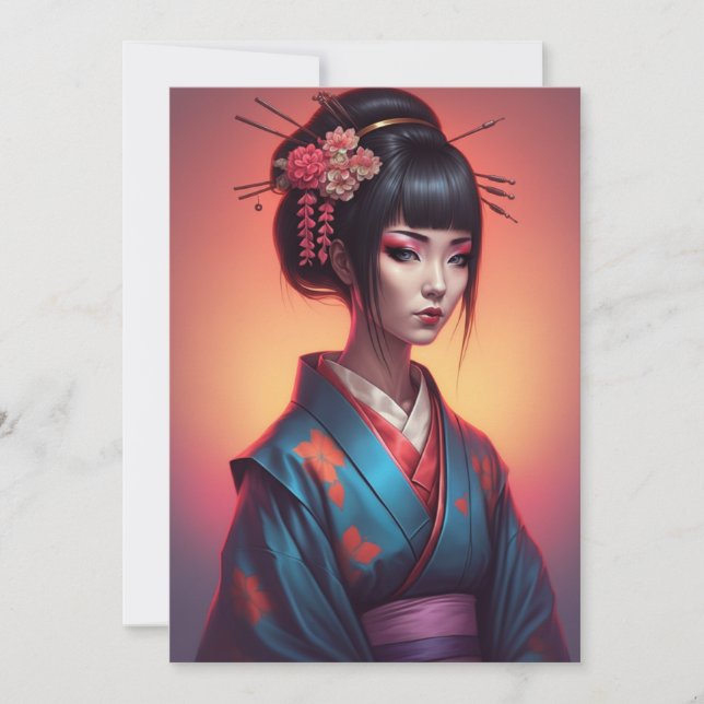 Convite geisha brush art  (Frente)